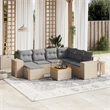 Afuera Living Contemporary Synthetic Poly Rattan 8 Piece  Sofa Set in Beige