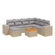 Afuera Living Contemporary Synthetic Poly Rattan 8 Piece  Sofa Set in Beige