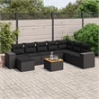 Afuera Living Contemporary 9 Piece Poly Rattan Sofa Set in Black