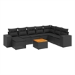 Afuera Living Contemporary 9 Piece Poly Rattan Sofa Set in Black