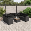 Afuera Living Contemporary Synthetic Poly Rattan 10 Piece  Sofa Set in Black