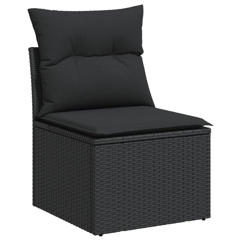 Afuera Living Contemporary Synthetic Poly Rattan 10 Piece  Sofa Set in Black