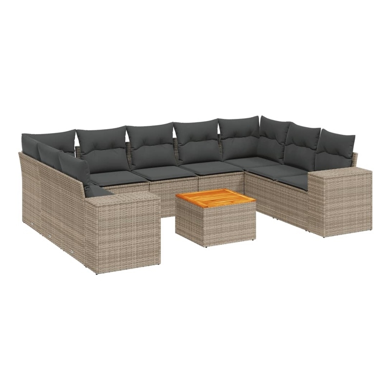 Afuera Living Contemporary Synthetic Poly Rattan 10 Piece  Sofa Set in Gray