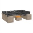 Afuera Living Contemporary Synthetic Poly Rattan 10 Piece  Sofa Set in Gray