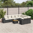 Afuera Living Contemporary 10 Piece Poly Rattan Sofa Set in Black/Cream