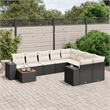 Afuera Living Contemporary 10 Piece Poly Rattan Sofa Set in Black/Cream