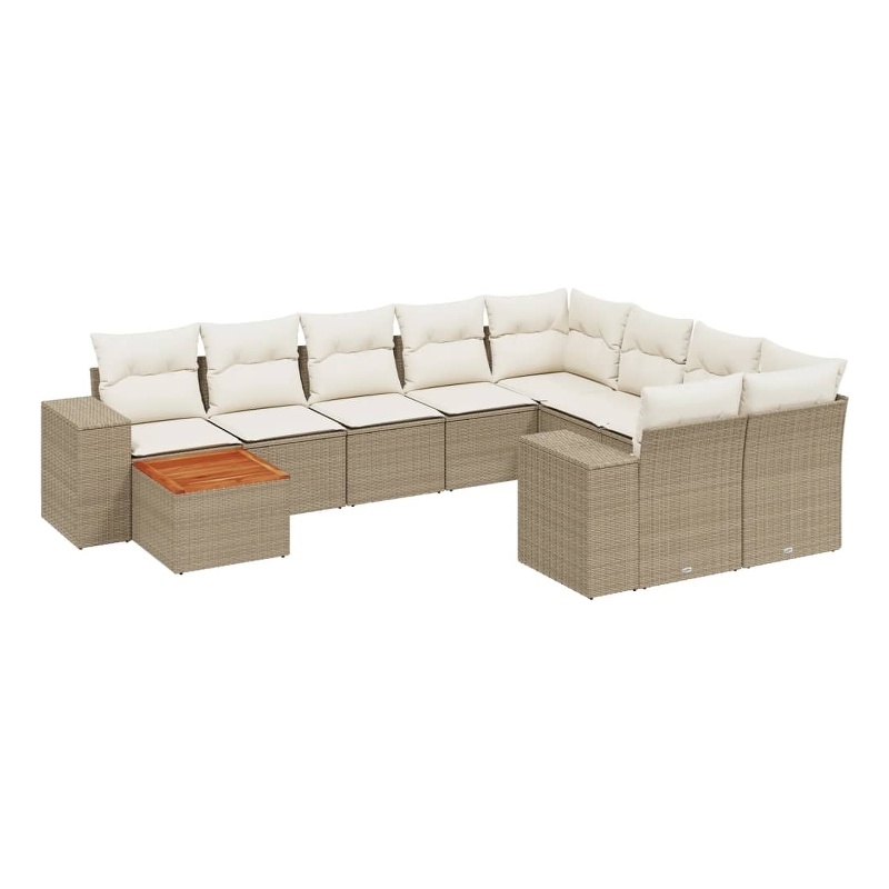 Afuera Living Contemporary 10 Piece Poly Rattan Sofa Set in Beige