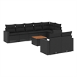 Afuera Living Contemporary 9 Piece Poly Rattan Sofa Set in Black/Brown