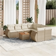 Afuera Living Contemporary 9 Piece Poly Rattan Sofa Set in Cream/Beige