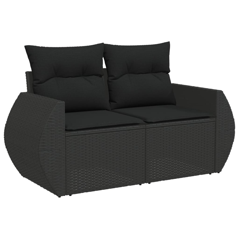 Afuera Living Contemporary 10 Piece Poly Rattan Sofa Set in Black