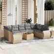 Afuera Living Contemporary Synthetic Poly Rattan 10 Piece Sofa Set in Gray/Beige