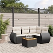 Afuera Living Contemporary Poly Rattan Sofa Set in Black/Cream