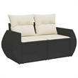 Afuera Living Contemporary Poly Rattan Sofa Set in Black/Cream