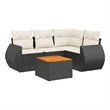 Afuera Living Contemporary Poly Rattan Sofa Set in Black/Cream