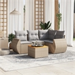 Afuera Living Contemporary Synthetic Poly Rattan 5 Piece Sofa Set in Beige