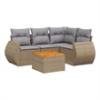 Afuera Living Contemporary Synthetic Poly Rattan 5 Piece Sofa Set in Beige