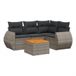 Afuera Living Contemporary Synthetic Poly Rattan 5 Piece Sofa Set in Gray