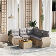 Afuera Living Contemporary 6 Piece Poly Rattan Small Sofa Set in Beige