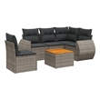 Afuera Living Contemporary 6 Piece Poly Rattan Sofa Set in Gray