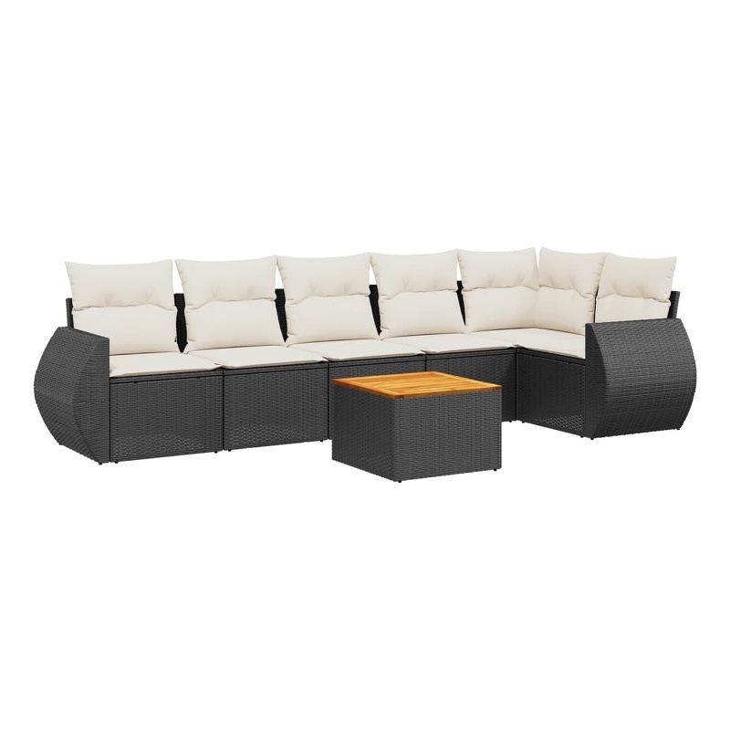 Afuera Living Contemporary 7 Piece Poly Rattan Sofa Set in Black