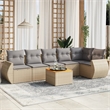 Afuera Living Contemporary Synthetic Poly Rattan 7 Piece  Sofa Set in Beige