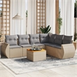 Afuera Living Contemporary 7 Piece Poly Rattan Sofa Set in Beige