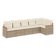 Afuera Living Contemporary Synthetic Poly Rattan 6 Piece  Sofa Set in Beige