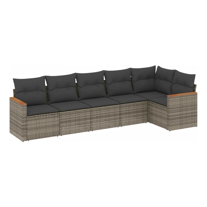 Afuera Living Contemporary 6 Piece Poly Rattan Sofa Set in Gray