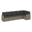 Afuera Living Contemporary 6 Piece Poly Rattan Sofa Set in Gray
