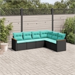 Afuera Living 6 Piece Poly Rattan Patio Sofa Set in Black/Blue