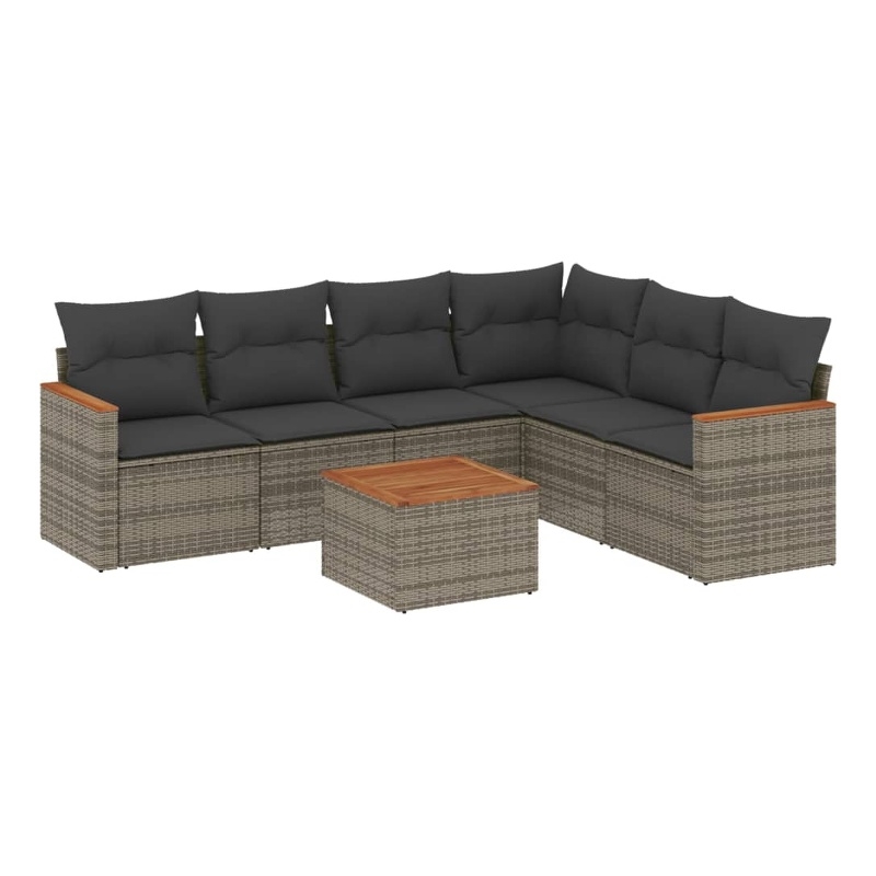 Afuera Living Contemporary 7 Piece Poly Rattan Sofa Set in Gray