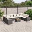 Afuera Living Contemporary 11 Piece Poly Rattan Sofa Set in Black