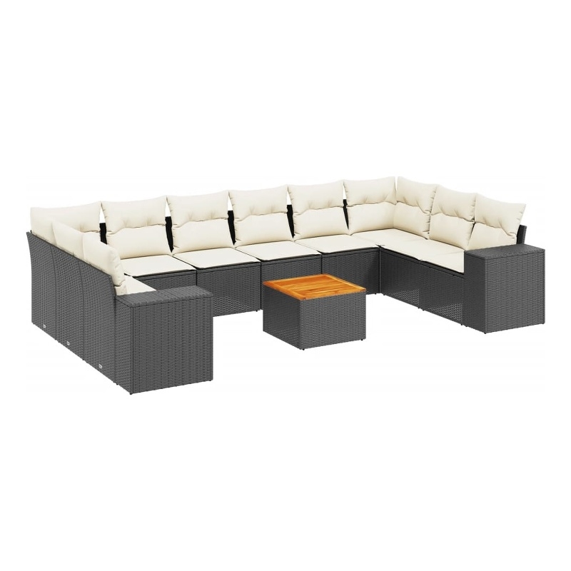 Afuera Living Contemporary 11 Piece Poly Rattan Sofa Set in Black