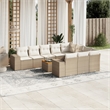 Afuera Living Contemporary Synthetic Poly Rattan 11 Piece  Sofa Set in Beige