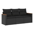 Afuera Living Contemporary 3 Piece Poly Rattan Sofa Set in Black