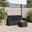 Afuera Living Contemporary Synthetic Poly Rattan  Sofa Set in Black