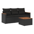 Afuera Living Contemporary Synthetic Poly Rattan  Sofa Set in Black