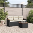 Afuera Living Contemporary 4 Piece Poly Rattan Sofa Set in Black/Cream