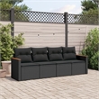 Afuera Living Contemporary 4 Piece Poly Rattan Sofa Set in Black