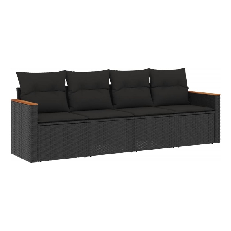 Afuera Living Contemporary 4 Piece Poly Rattan Sofa Set in Black