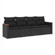 Afuera Living Contemporary 4 Piece Poly Rattan Sofa Set in Black