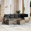 Afuera Living Contemporary 7 Piece Poly Rattan Sofa Set in Gray