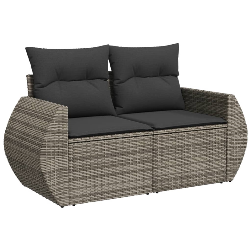 Afuera Living Contemporary 7 Piece Poly Rattan Sofa Set in Gray
