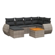 Afuera Living Contemporary 7 Piece Poly Rattan Sofa Set in Gray