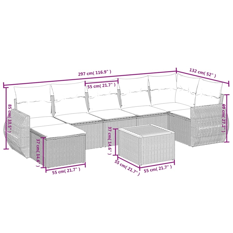 Afuera Living Contemporary Synthetic Poly Rattan Garden Sofa Set in Black