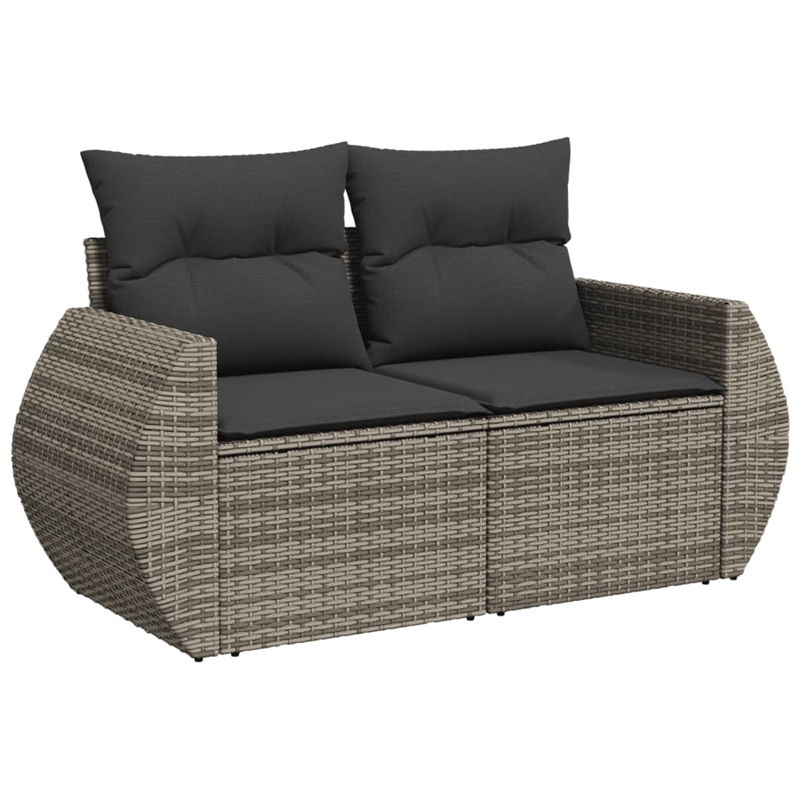 Afuera Living Contemporary 9 Piece Poly Rattan Large Sofa Set in Gray
