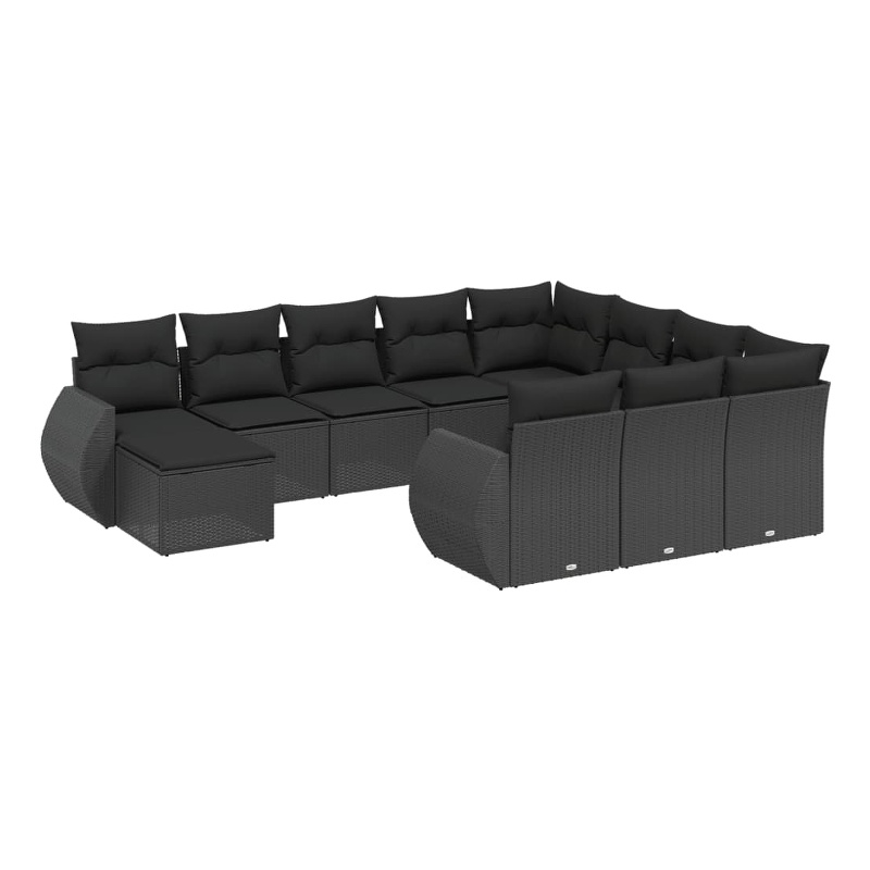 Afuera Living Contemporary 11 Piece Poly Rattan Sofa Set in Black