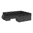 Afuera Living Contemporary 11 Piece Poly Rattan Sofa Set in Black