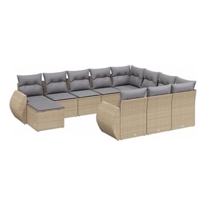 Afuera Living 11 Piece Steel Small Sofa Set with Removable Covers in Beige