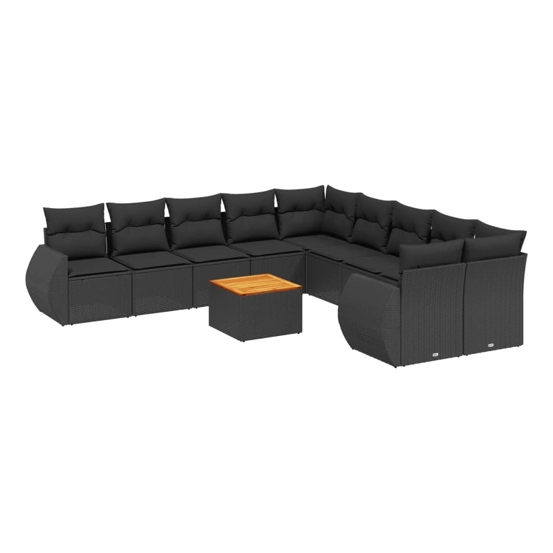 Afuera Living Contemporary Synthetic Poly Rattan 11 Piece  Sofa Set in Black